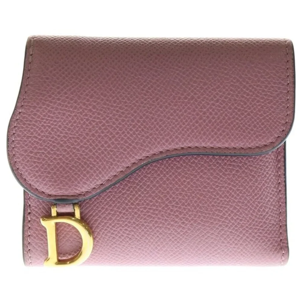 Dior Saddle Compact Wallet Pink Leather